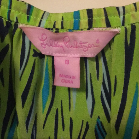 Lilly pulitzer size 0 green silk top - Picture 3 of 4